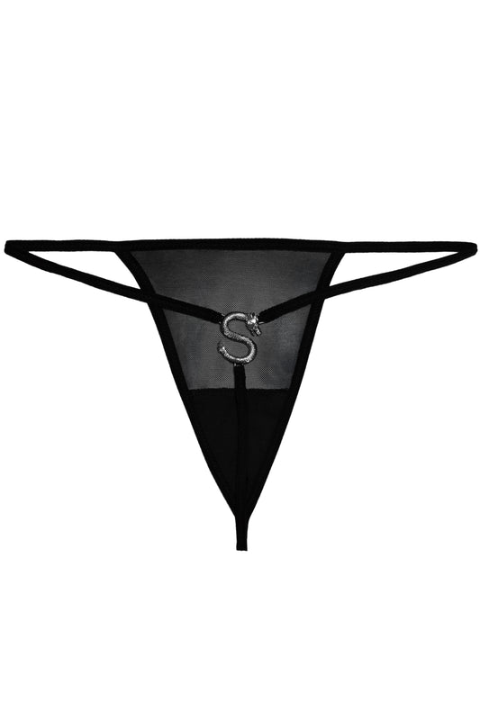 SILVER DRAGON BACK MESH THONG
