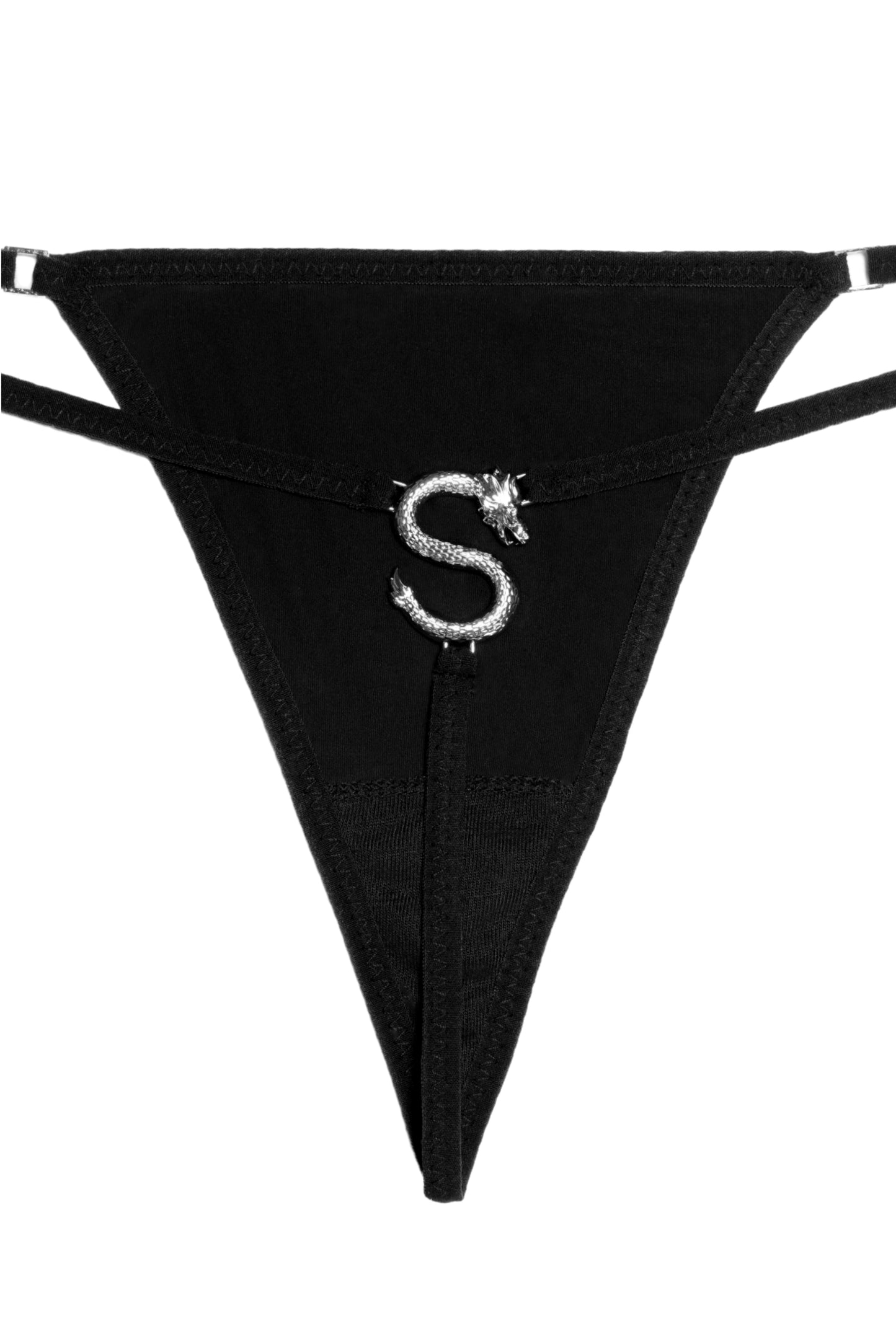 SILVER DRAGON BACK SOLID THONG