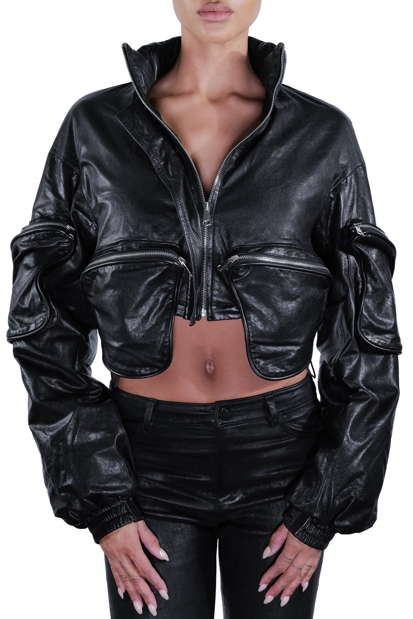CARBON LEATHER CROP