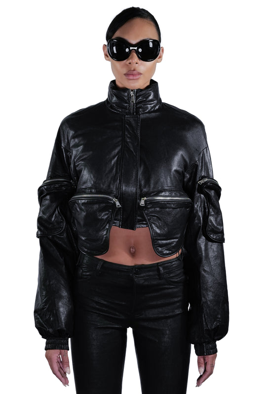 CARBON LEATHER CROP