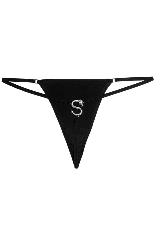 SILVER DRAGON BACK SOLID THONG